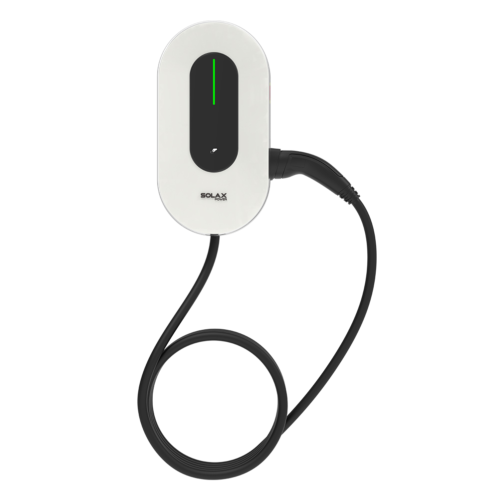 Wallbox in weiß und schwarz mit Kabel