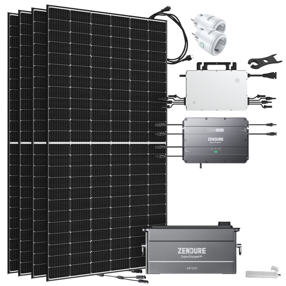 Offgridtec® Solar-Direct 960Wh 1920W HMS-2000-4T solar system Full Black domestic grid feed - 10m HMS connection cable - DTU-Lite-S