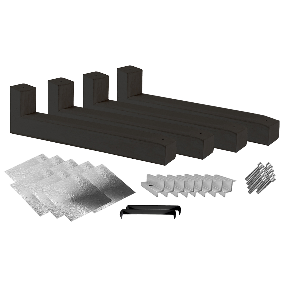 Wattstone Montage PV est-ouest sur toit plat pour 2 modules solaires 10° Socle en béton Natte de protection des constructions doublée d'aluminium