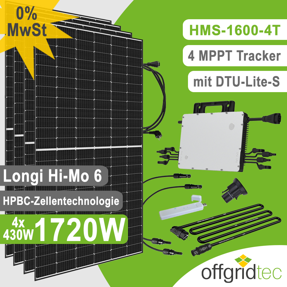 Offgridtec balcony power station 1720W HMS-1600-4T DTU-Lite-S Luxen Hi-Mo-6 430W mini PV solar system