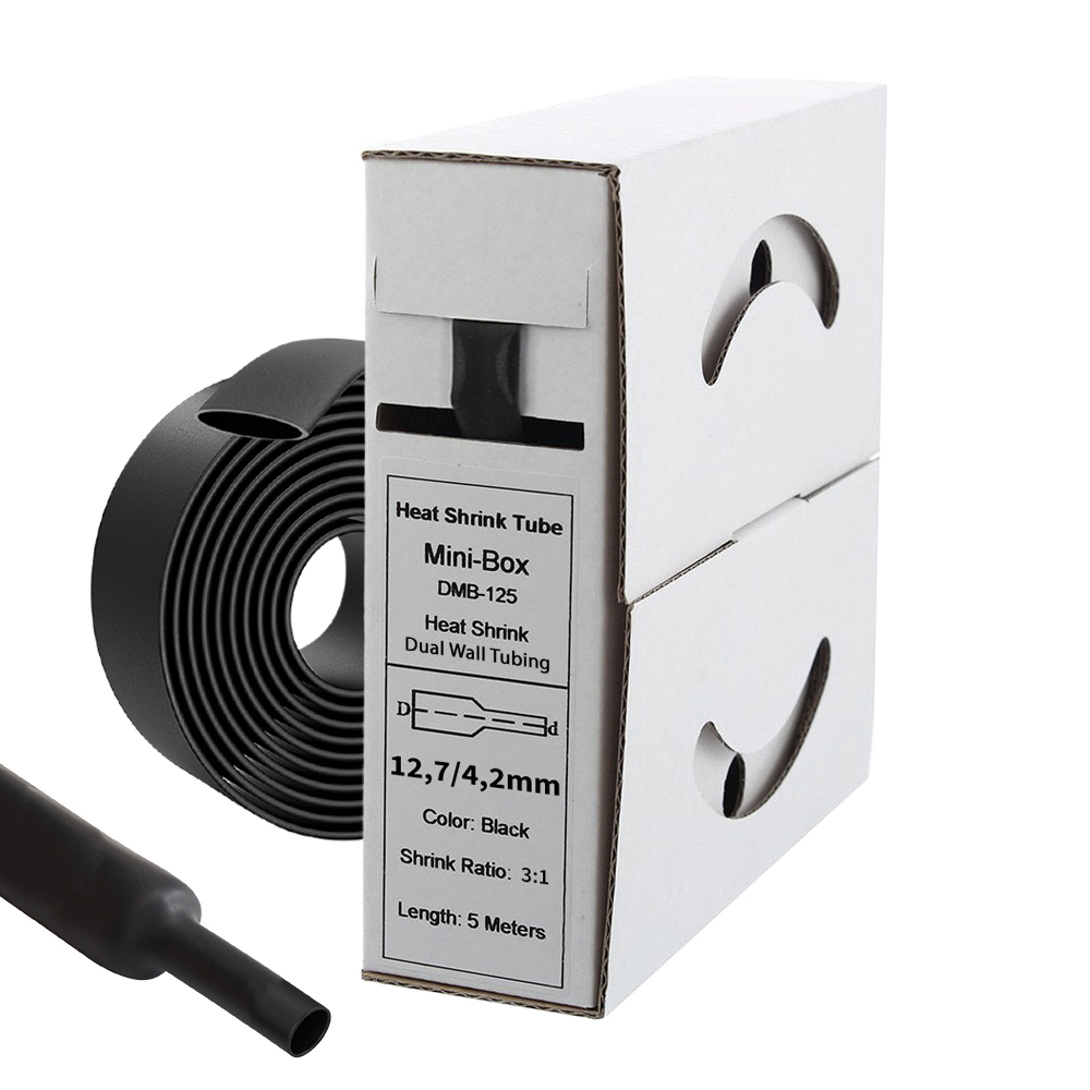 5m Schrumpfschlauch mit Kleber 12mm>4mm schwarz Ratio 3:1