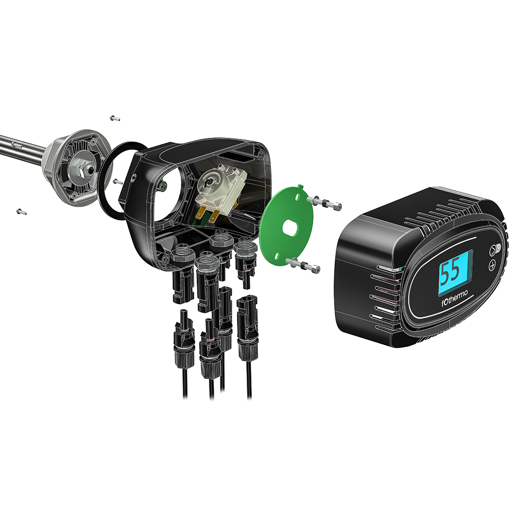 Fothermo photovoltaic 1kW heating element in boiler and hot water tank