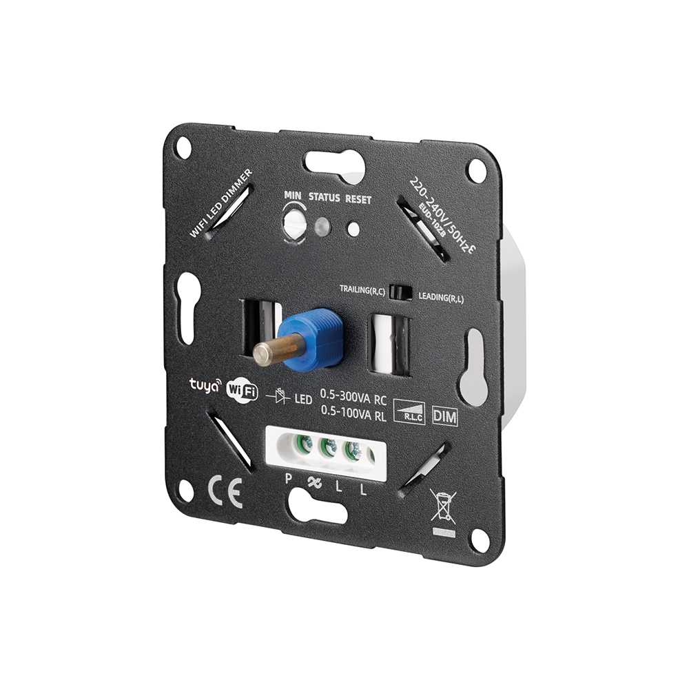 Smart LED dimmer 0.5–100W switch with Tuya, rotary dimmer flush-mounted dimming switch for dimmable LED/halogen 0.5–300W, dimmer for LED lamps, LED dimmer 230V, white
