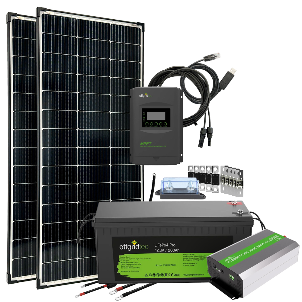 Offgridtec® Autark Pro L 300W Solar System - 2000W AC Power 200Ah LiFePO4 Battery