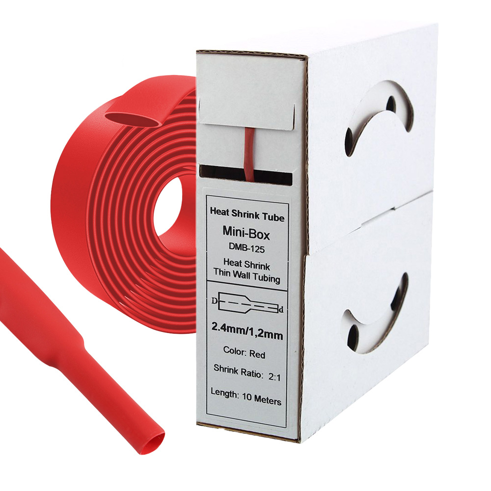 10m Shrink Tube 2,4mm>1,2mm red