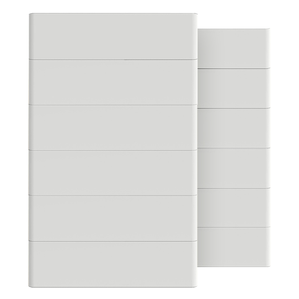 Weißes T-BAT Hochvolt-Batteriesystem mit 10 TP-HS36 Hochvoltbatterien und einem TBMS-MCS0800E BMS