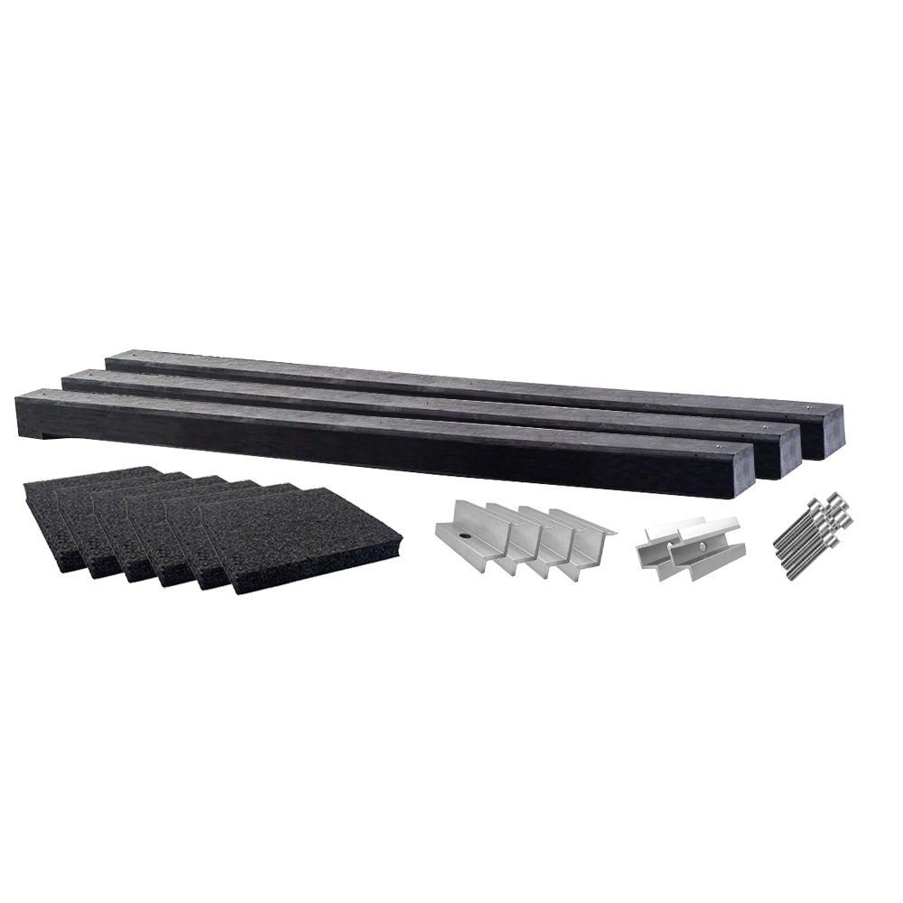 Wattstone PV Montage sur toit plat pour 2 modules solaires 0° Socle en béton tapis de protection de construction noir Montageset für 2 Solarmodule mit drei 0° Wattstone Betonsockeln, Schutzmatten, Klemmen und Schrauben