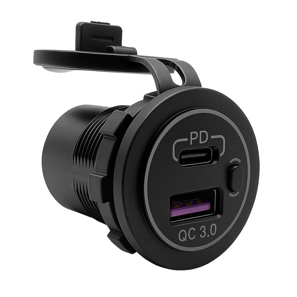Offgridtec USB-Doppelsteckdose 12V/24V 2x 18W USB-A + USB-C Kfz-Ladeadapter mit Abdeckung