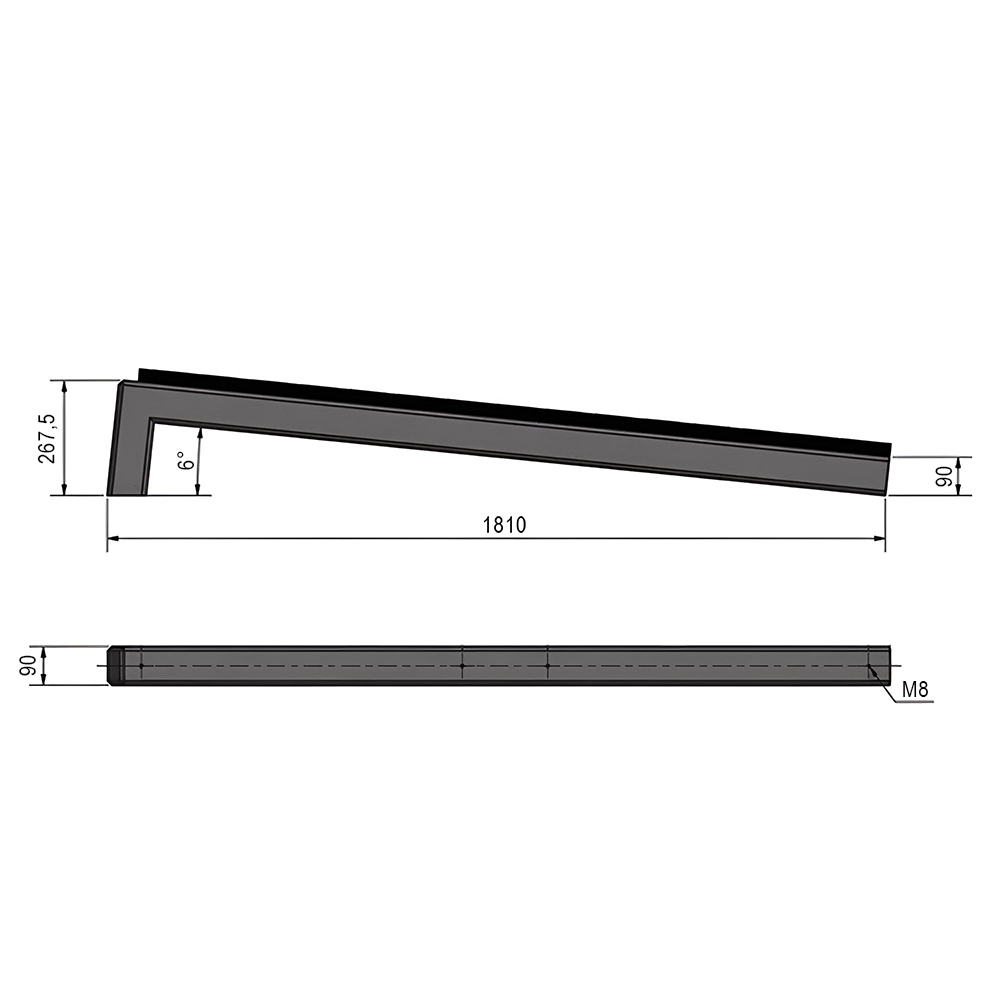 Wattstone Montage PV est-ouest sur toit plat pour 2 modules solaires 6° Socle en béton noir Tapis de protection des constructions