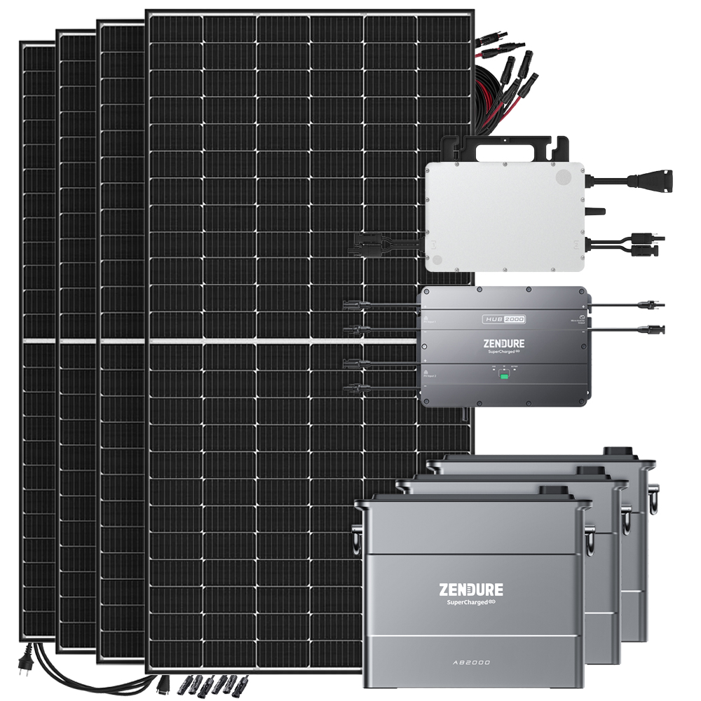 Offgridtec SolarFlow 1920w hms-1000-2t balcony power station Bifacial Black Frame - 5m connection cable 3x ab2000