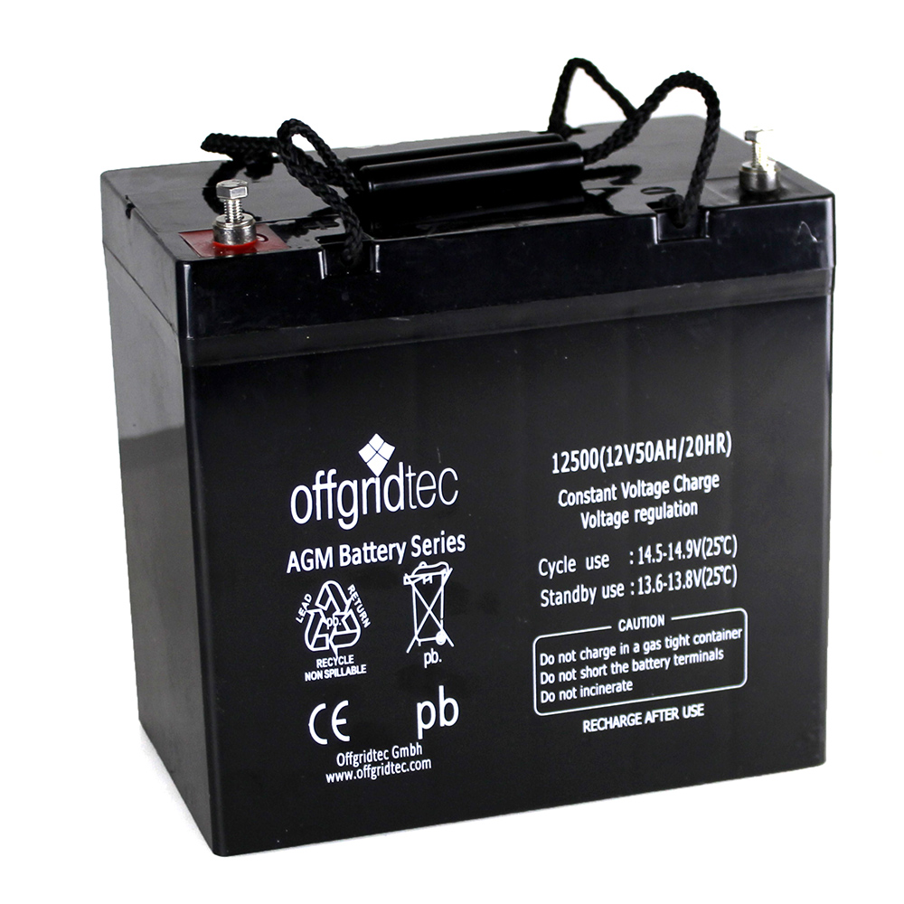 Batterie in schwarz in Frontansicht mit Aufschrift