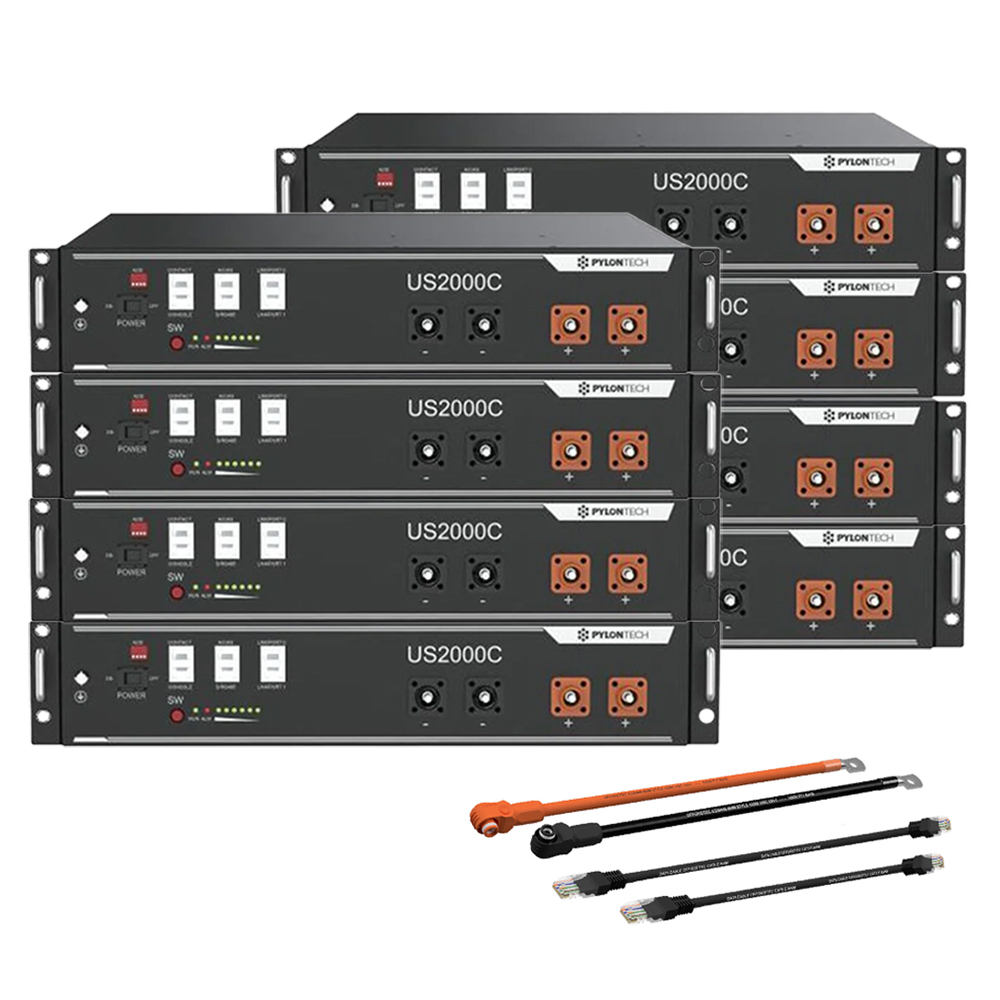 Pylontech 8x us2000c LiFePO4 battery 19.2kWh with inverter connection cable set