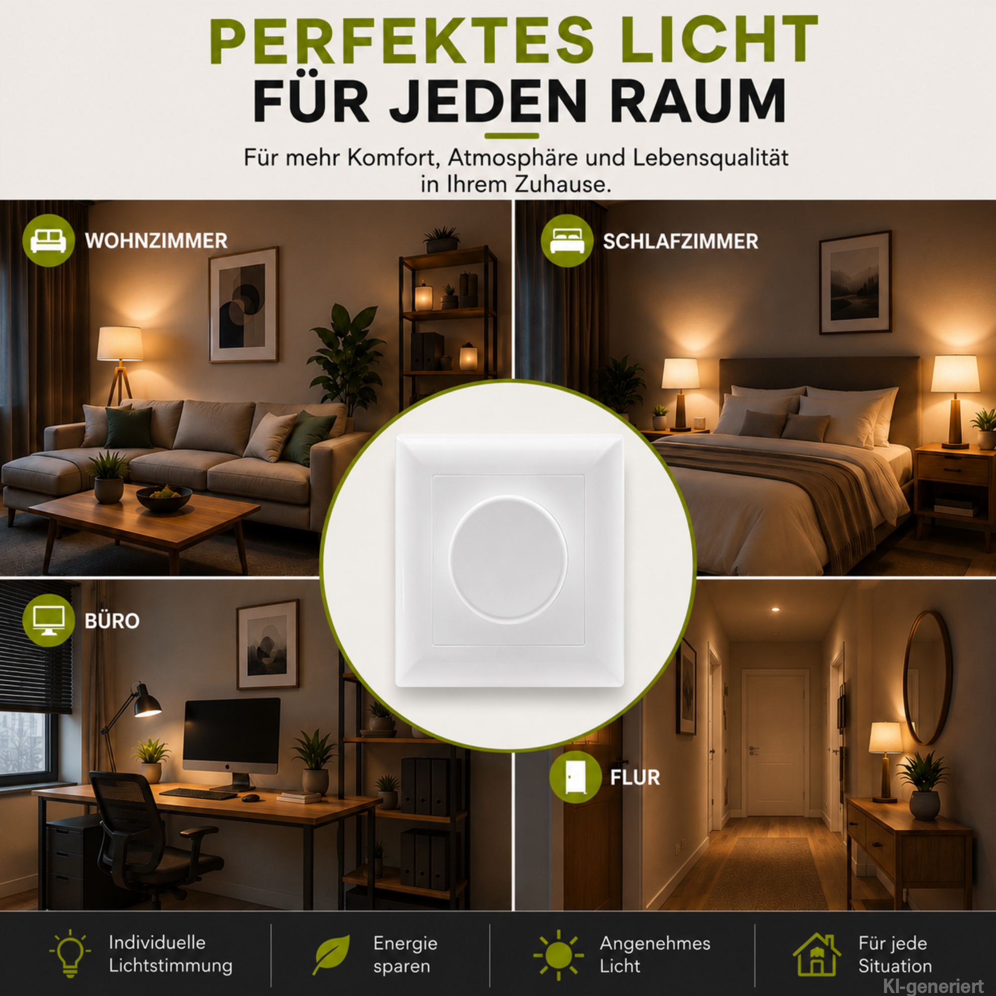 Einsatzgebiete weißer runder Drehdimmer - perfektes Licht für jeden Raum