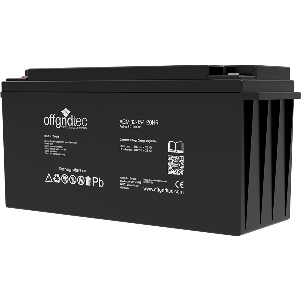 Batterie in schwarz und weißer Aufschrift in schräger Ansicht