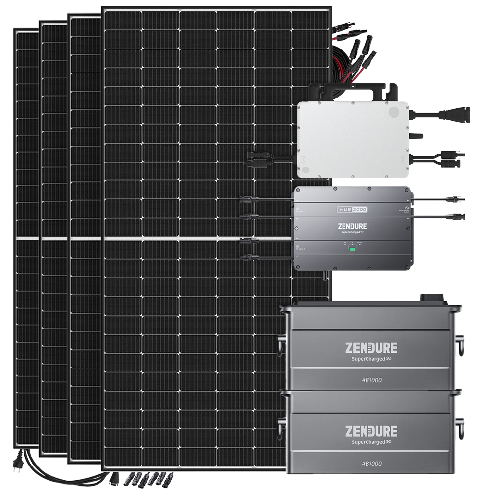 Zendure SolarFlow 1920W HMS-1000-2T Balkonkraftwerk Bifazial Black Frame - 5m Anschlusskabel