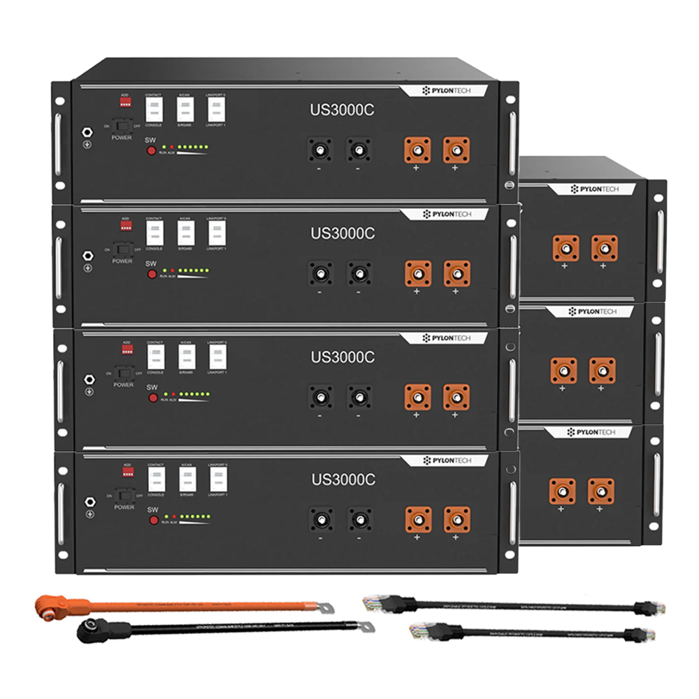 Pylontech 7x us3000c LiFePO4 battery 24.5kWh with inverter connection cable set