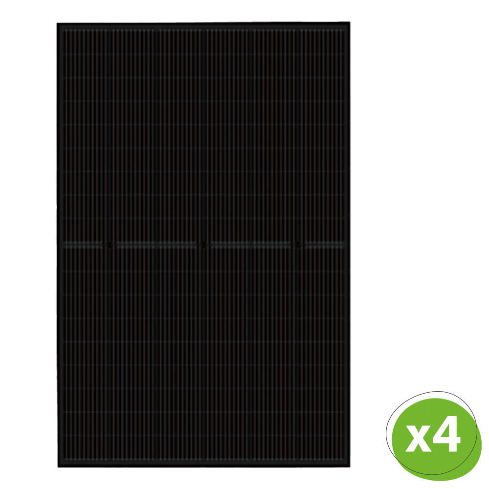 Schwarzes Solarpanel, unten rechts im Bild befindet sich ein grüner Kreis mit der Mengenangabe x4