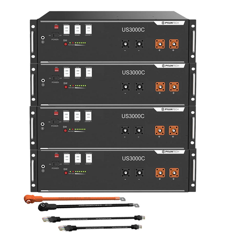 Pylontech 4x us3000c LiFePO4 battery 14kWh with inverter connection cable set