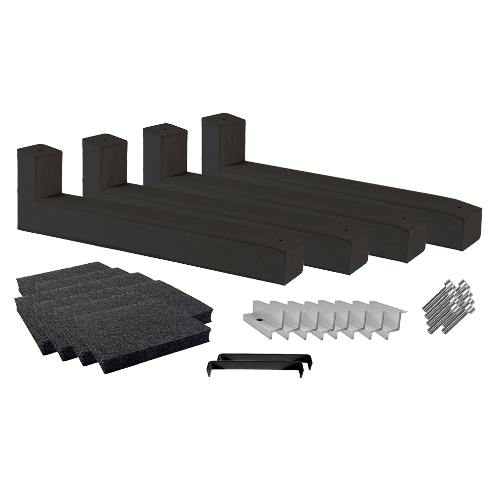 Wattstone Montage PV est-ouest sur toit plat pour 2 modules solaires 10° Socle en béton noir Tapis de protection des constructions