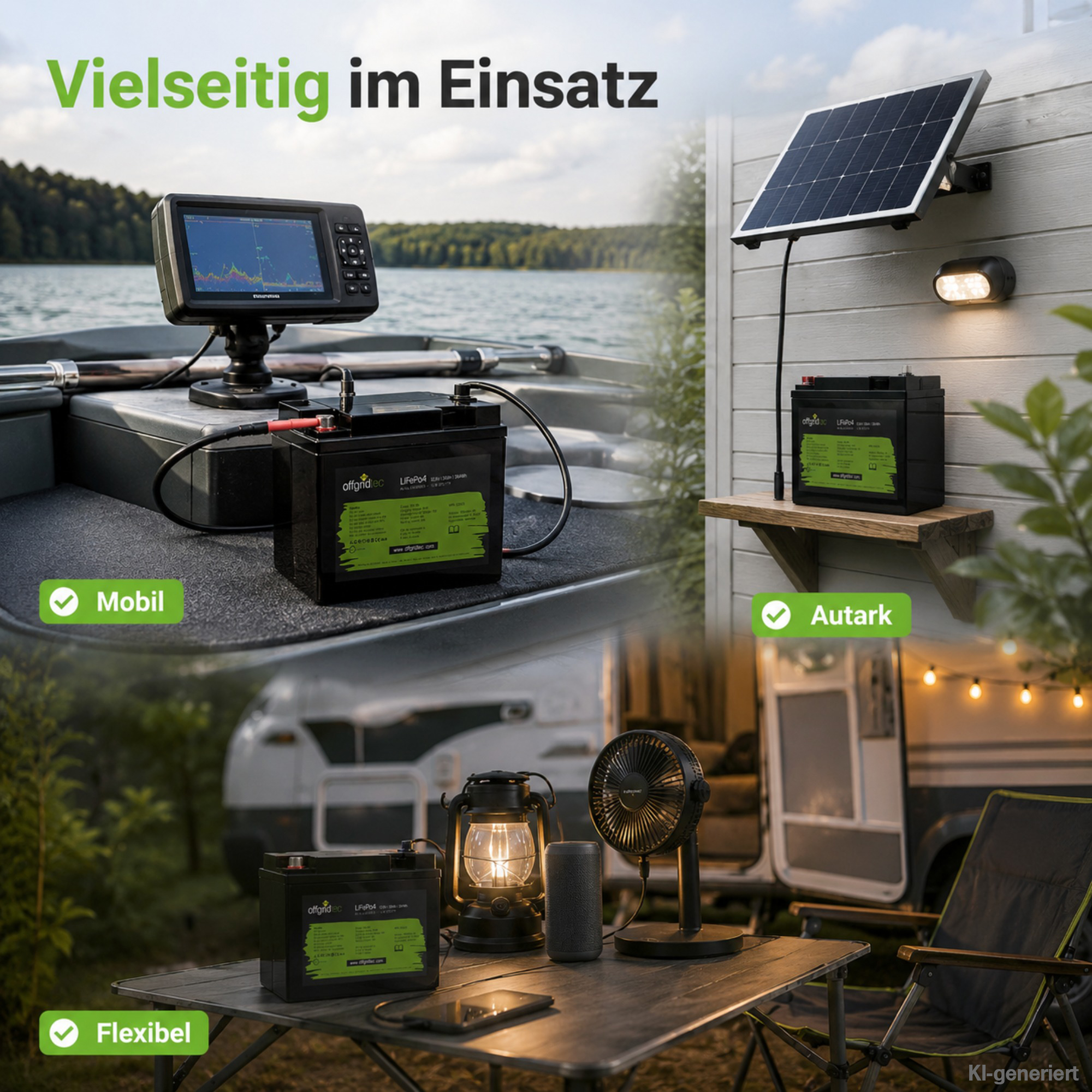 schwarze Offgridtec LiFePO4 Batterie 12V 30Ah Anwendungsgebiete