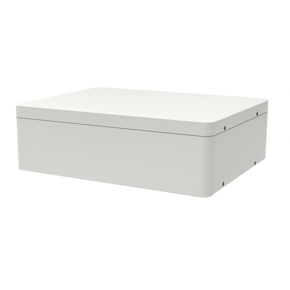Schrägansicht: Weiße, rechteckige TB-HS25/36 Series Box