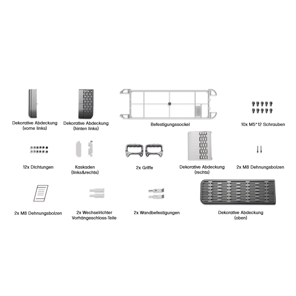 Setansicht des Haier InsK-W Wandmontage Installation-Kits für Smart Cube Batteriespeicher