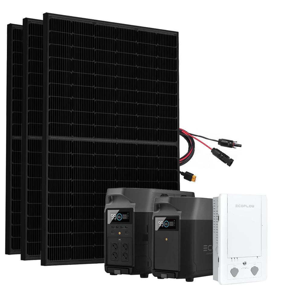 SavingsBundle Ecoflow Delta Pro Powerstation with 3 x 430W Framed Solar Panel and Smart Home Panel