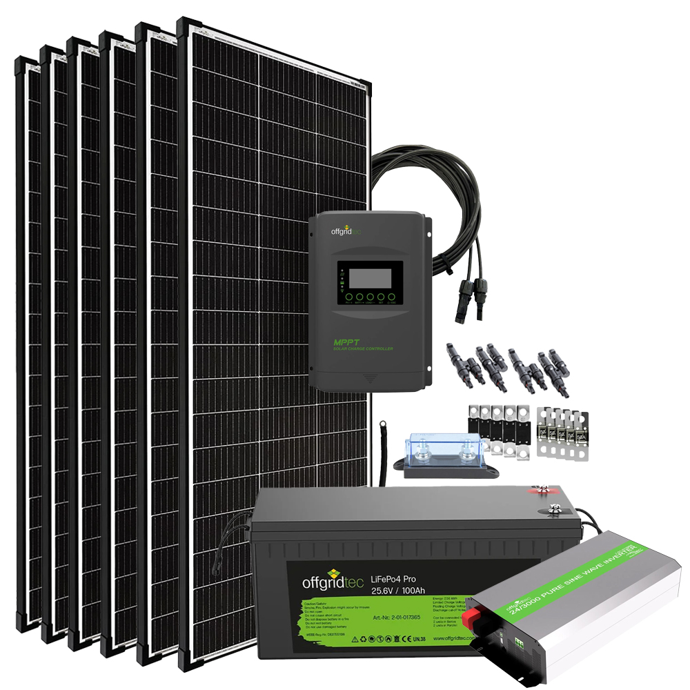 Offgridtec® Autark Pro XXL 24V 1200W Solar System - 3000W AC Power 200Ah LiFePO4 Battery