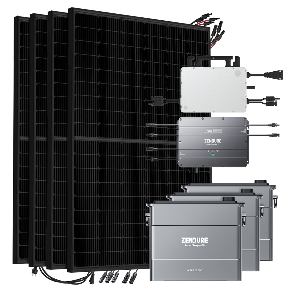 Offgridtec SolarFlow 1720w hms-800w-2t balcony power station Bifacial Full Black - 5m connection cable 3x ab2000