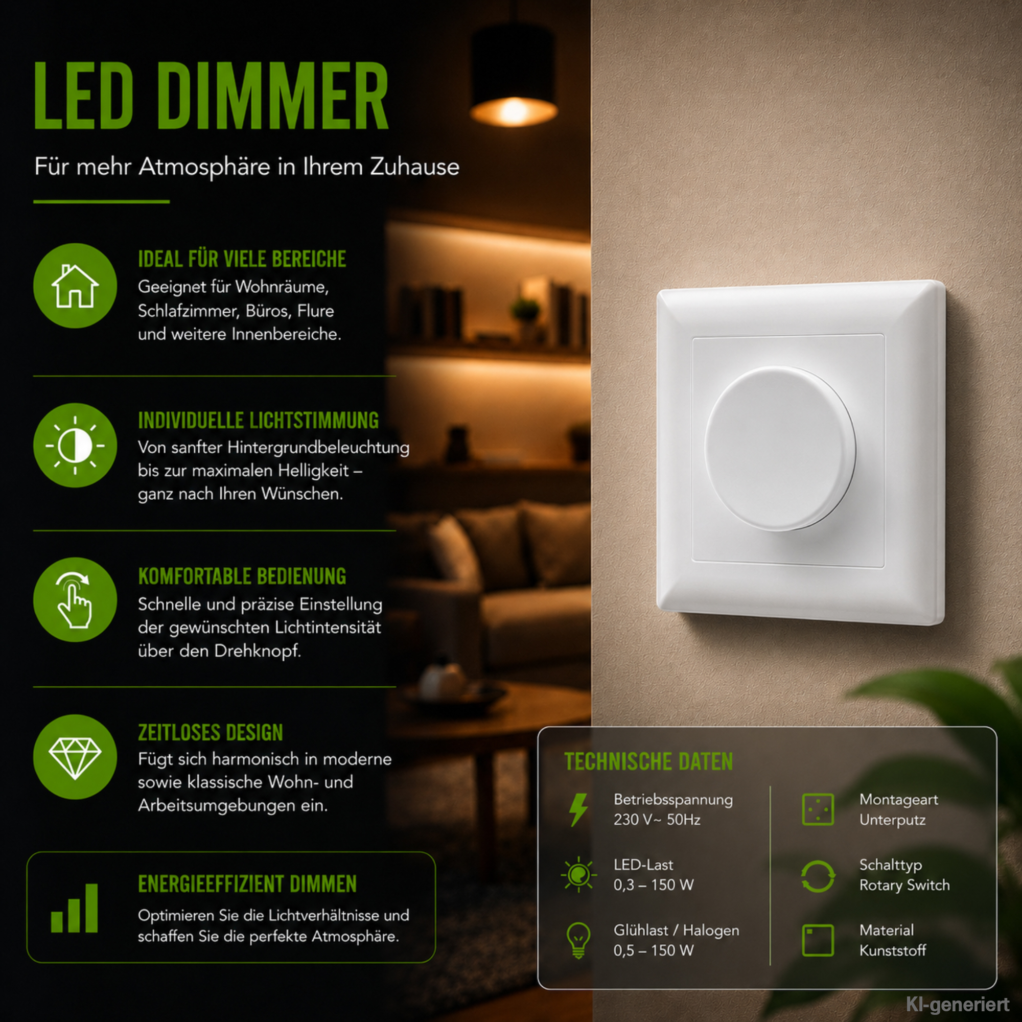 weißer runder Drehdimmer Erklärung Vorteile und technische Eigenschaften