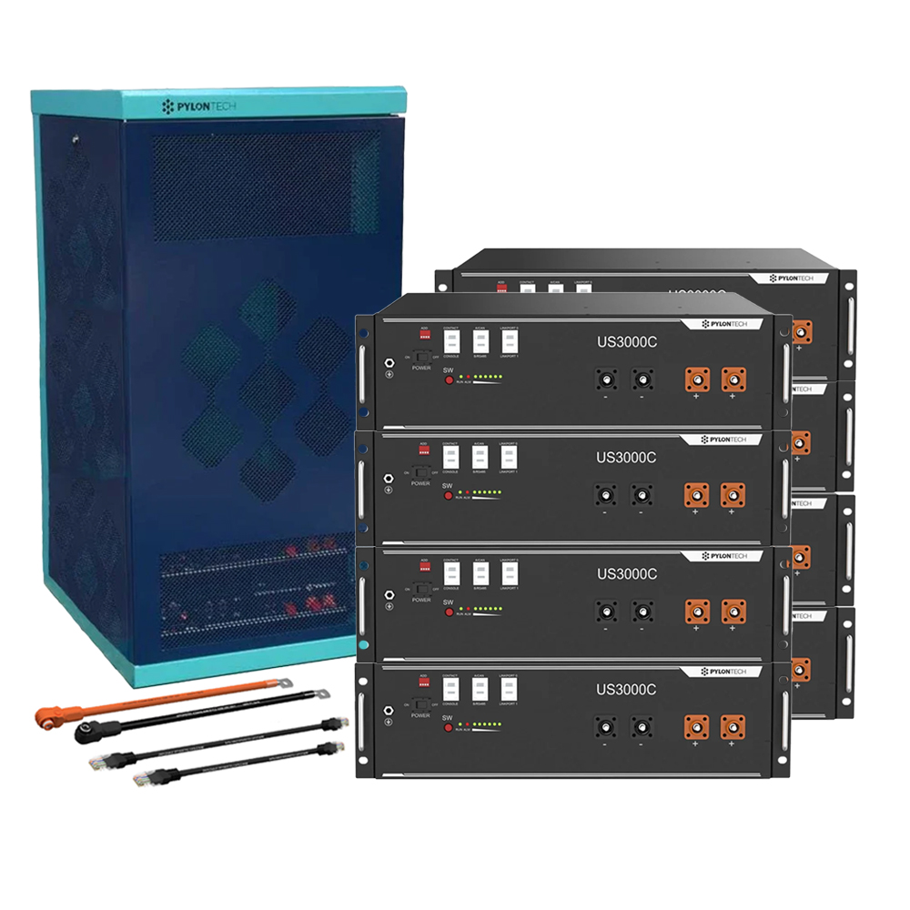 Pylontech 8x us3000c LiFePO4 battery 28kWh with inverter connection cable set and battery cabinet