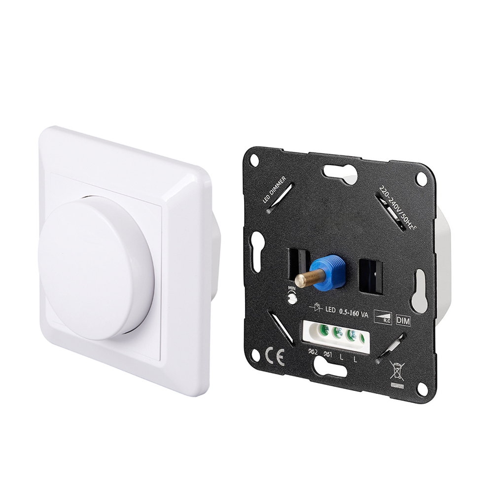Offgridtec LED Rotary Dimmer 0.5 to 160W Flush-Mounted Two-Way Dimmer Switch for LED and Halogen 230V White