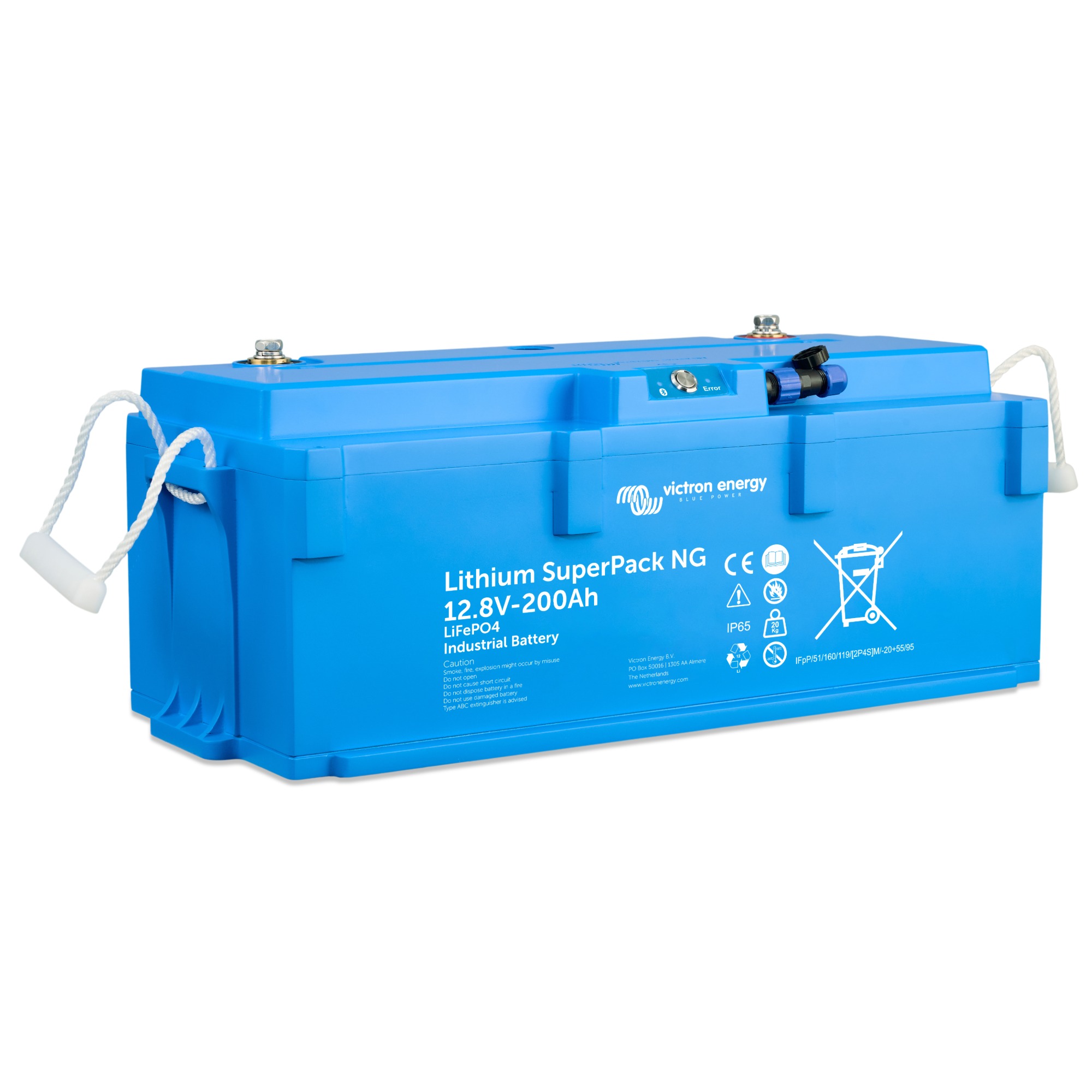 blauer Victron Lithium SuperPack NG 12V 200Ah Schrägansicht Front links