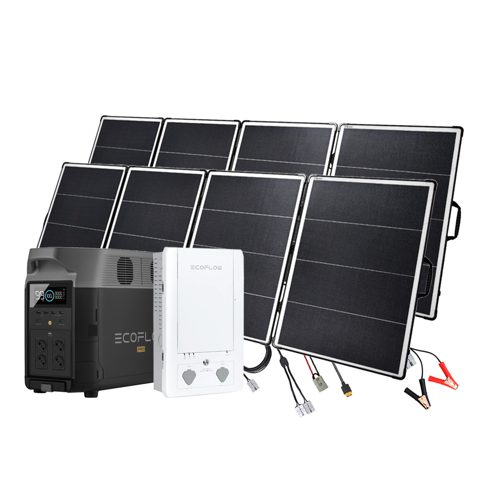 SavingsBundle Ecoflow Delta Pro Powerstation with 2 x 400W Offgridtec solar module and Smart Home Panel