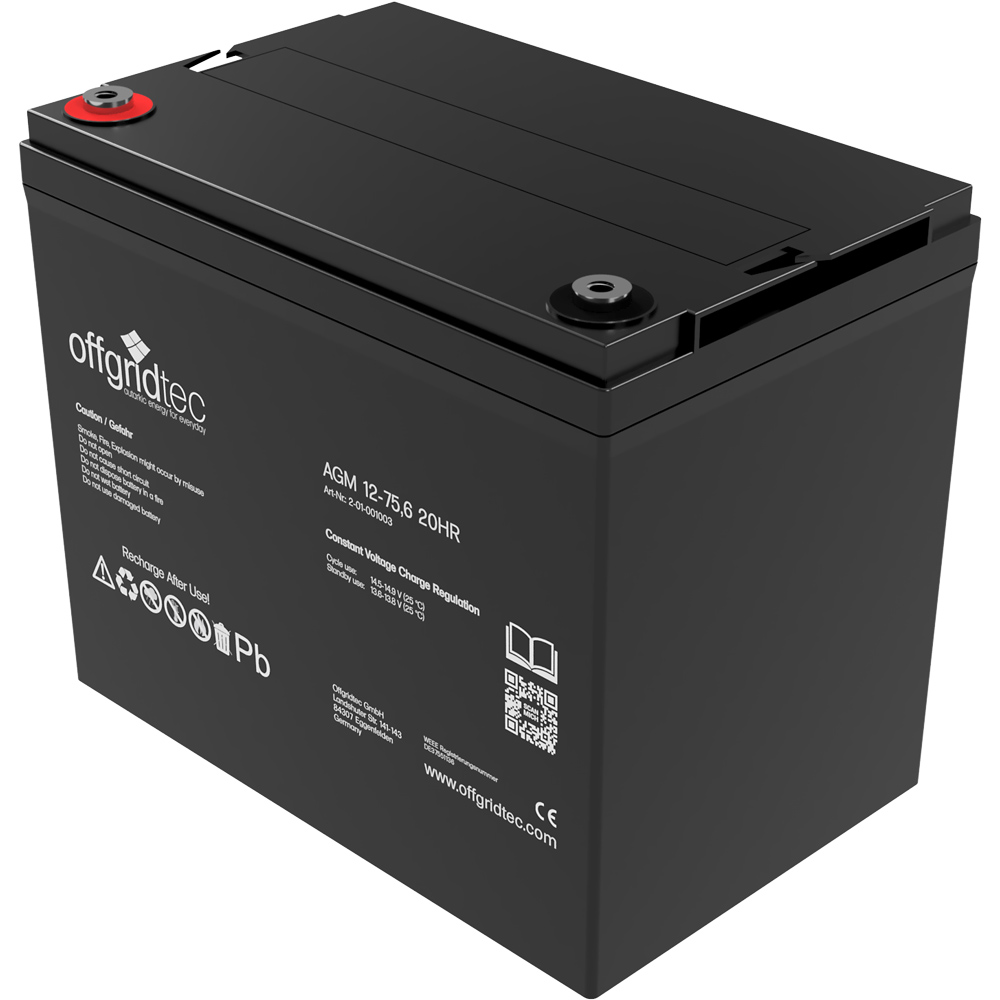 Offgridtec® AGM 75,6Ah 20HR 12V - Deep Cycle Solar Battery