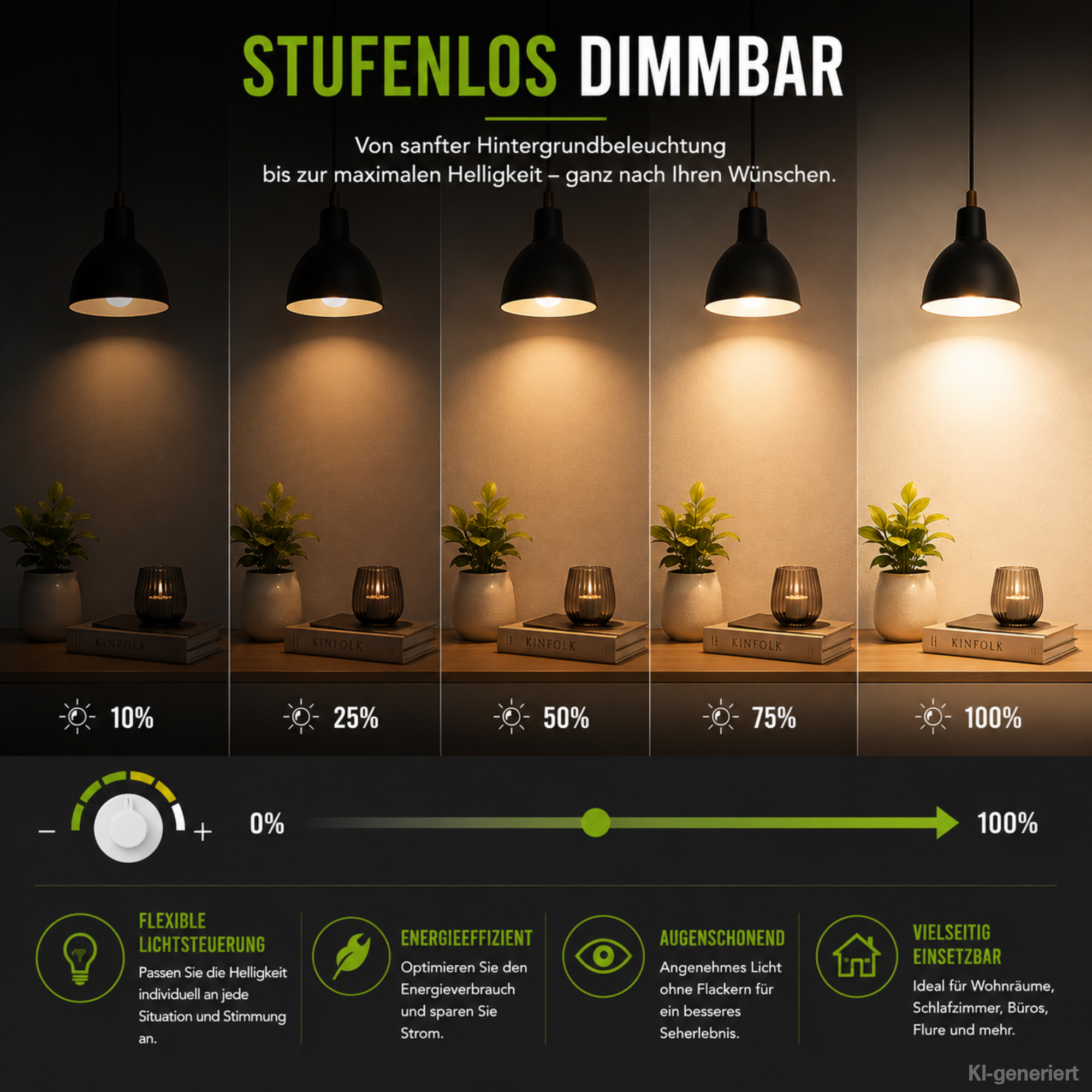 Stufenlos dimmbarer LED-Dimmer, verschiedene Helligkeiten Lampe