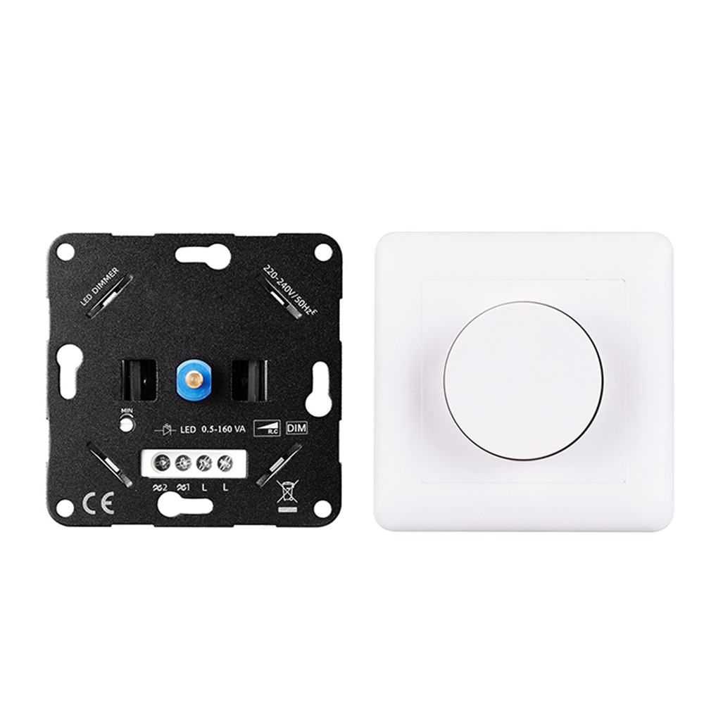 Offgridtec LED Rotary Dimmer 0.5 to 160W Flush-Mounted Two-Way Dimmer Switch for LED and Halogen 230V White
