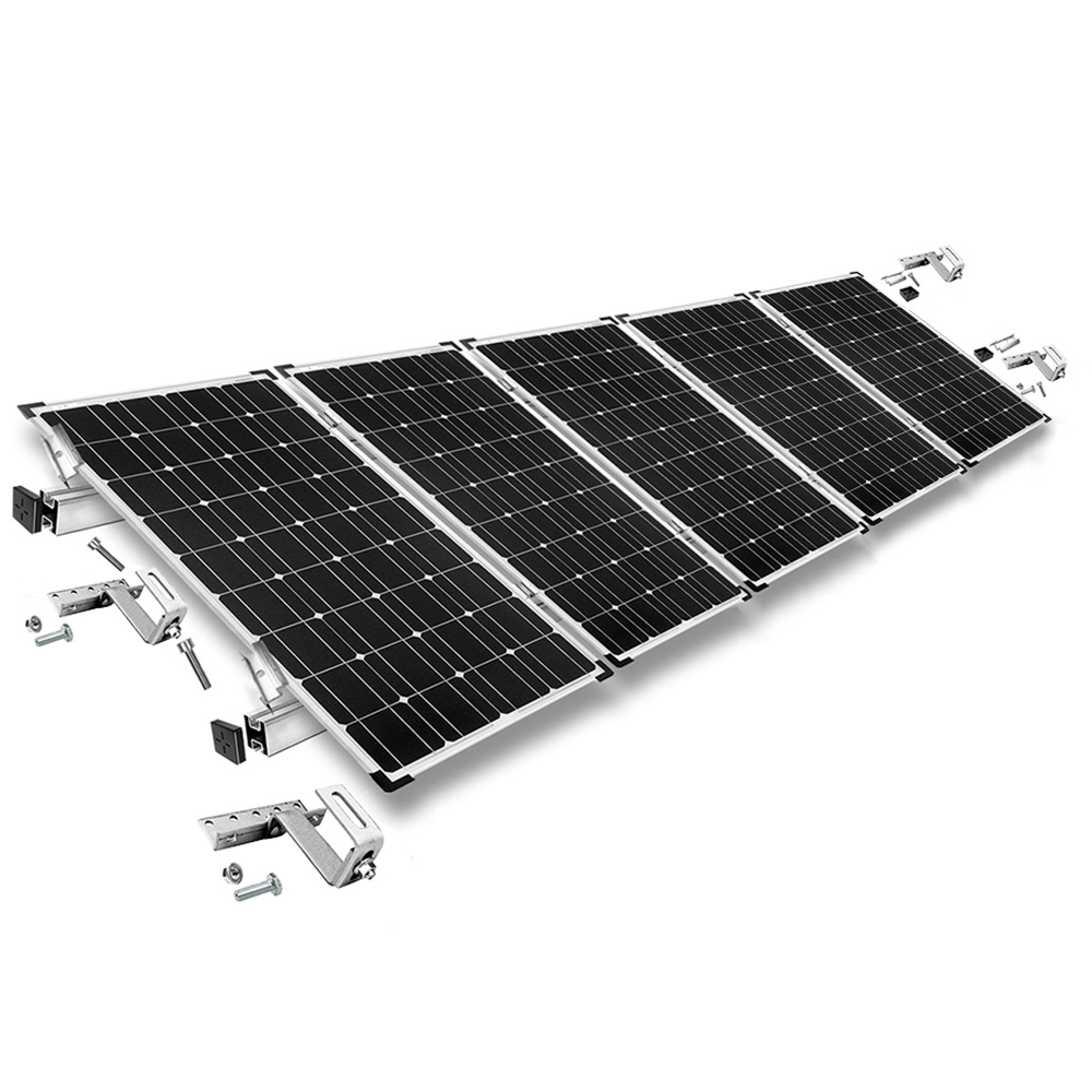 Befestigungskit mit Dachhaken 3-fach verstellbar (für Dachziegel) für Schrägdachmontage 5 Solarpanels Rahmenhöhe 35mm