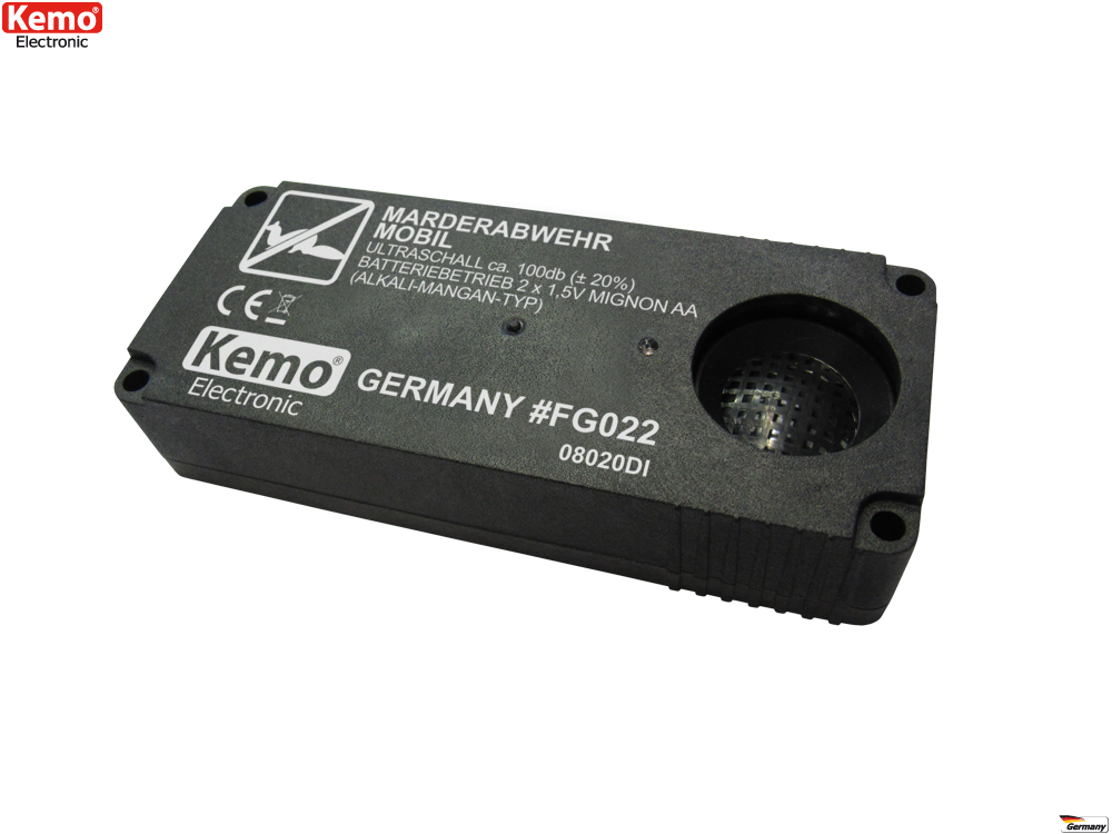 Kemo Marderabwehr mobil FG022 in schwarzem Gehäuse mit Ultraschalllautsprecher