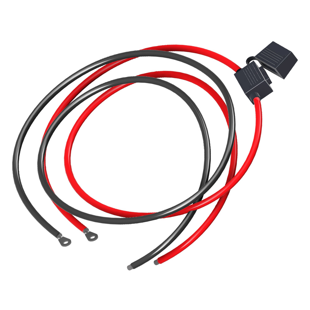 Aufgewickeltes Offgridtec Batteriekabel M8 mit Flachsicherungshalter, schwarz rot