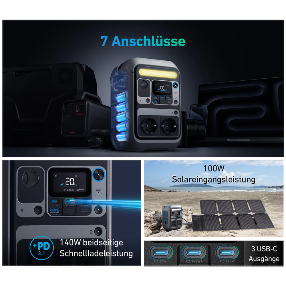 Anker SOLIX C300X AC/DC tragbare Powerstation 288Wh 300W