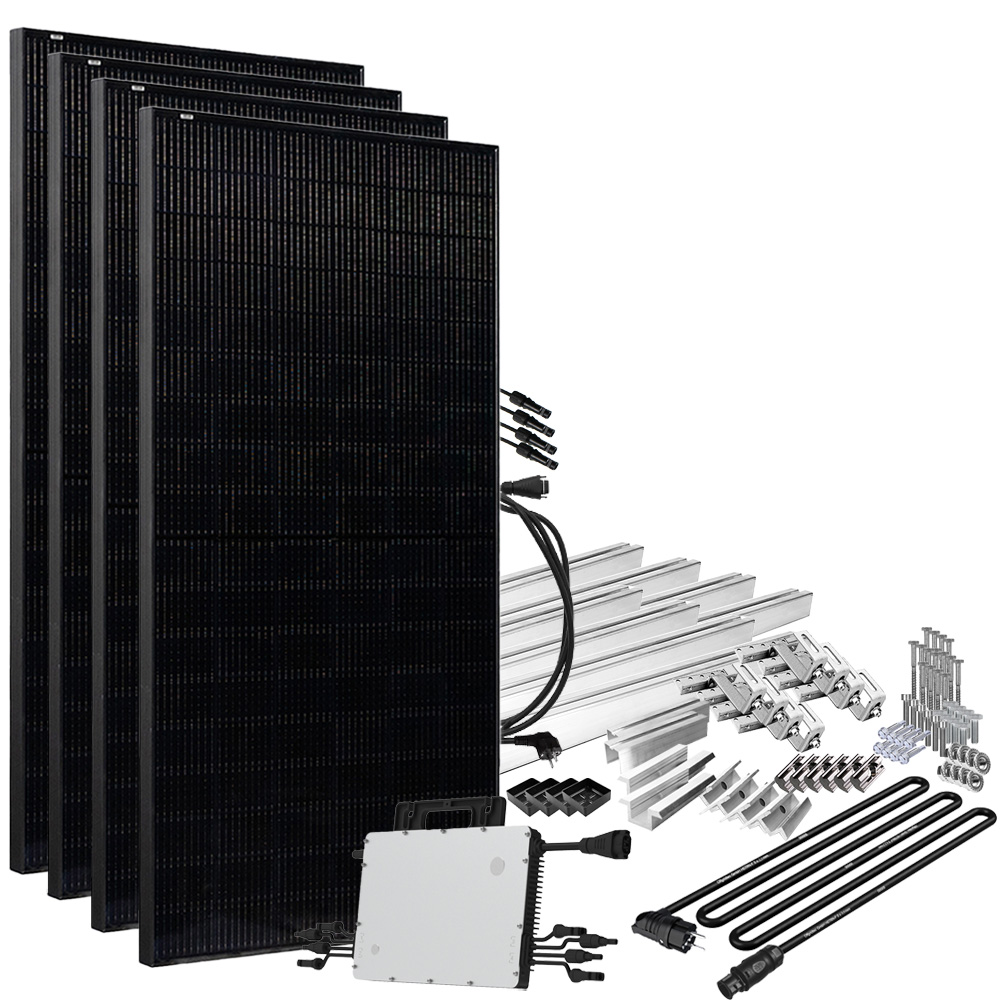 Offgridtec® Solar-Direct 1480W HM-1500 Installation solaire raccordement Schuko - 15m de câble de raccordement - kit de montage toit en tuiles