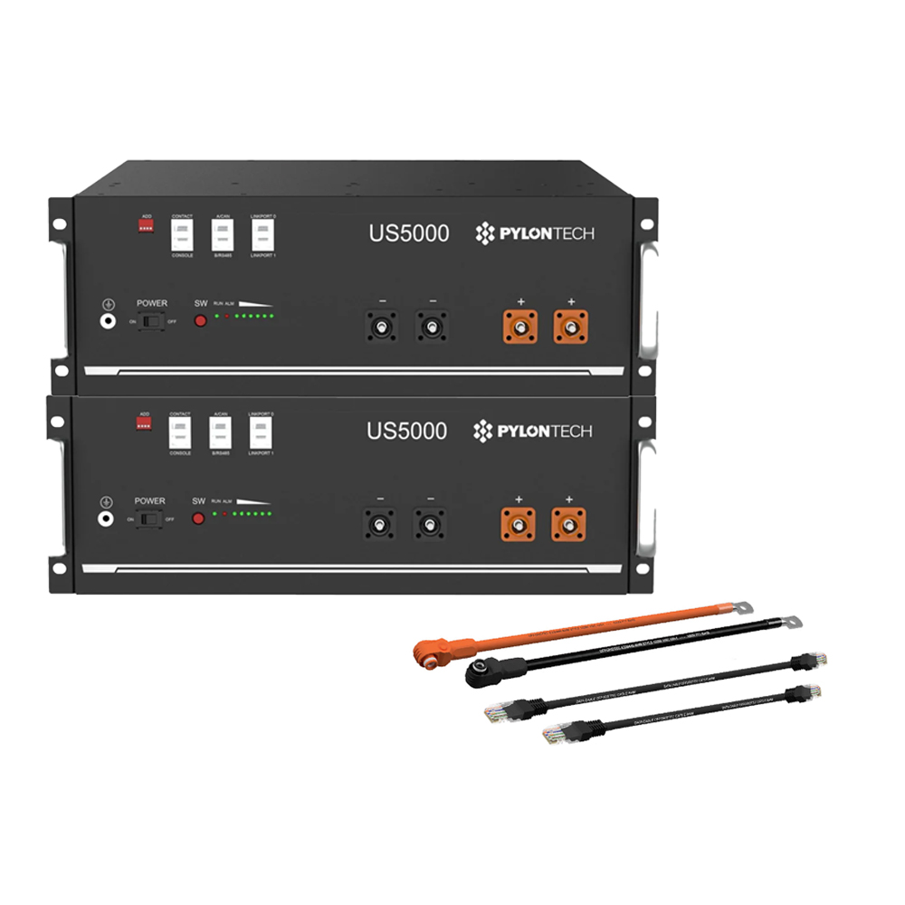 Pylontech 2x us5000 LiFePO4 battery 9.6kWh with inverter connection cable set