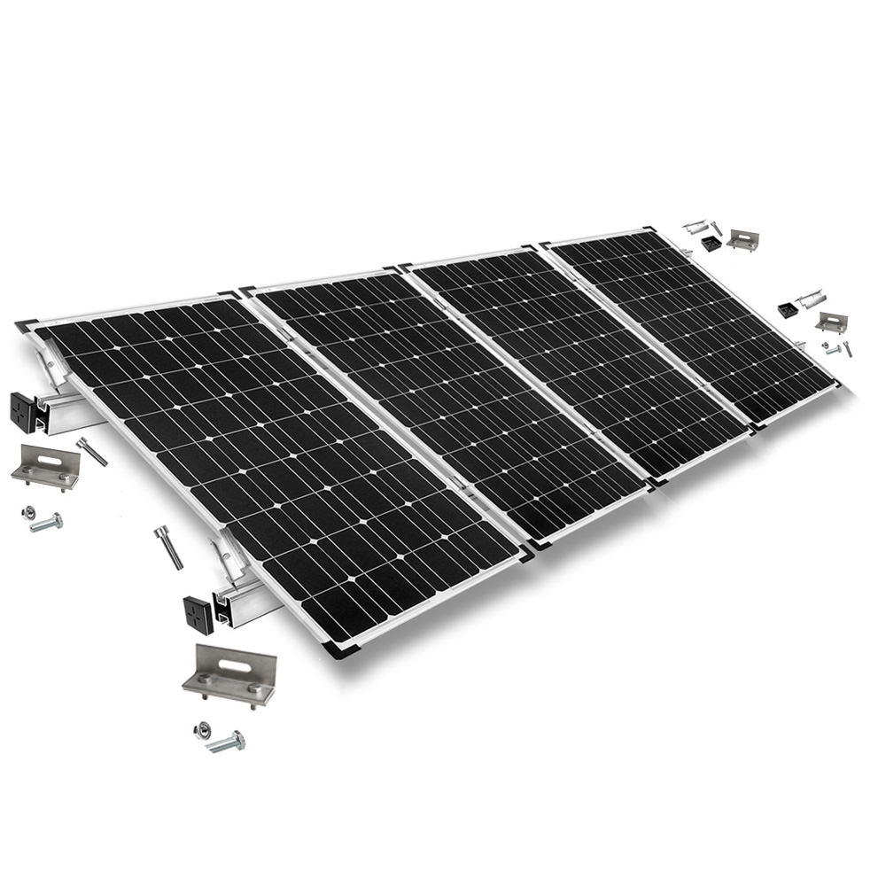 Befestigungskit mit Stehfalzklemmen für Schrägdachmontage 4 Solarpanele Rahmenhöhe 40mm