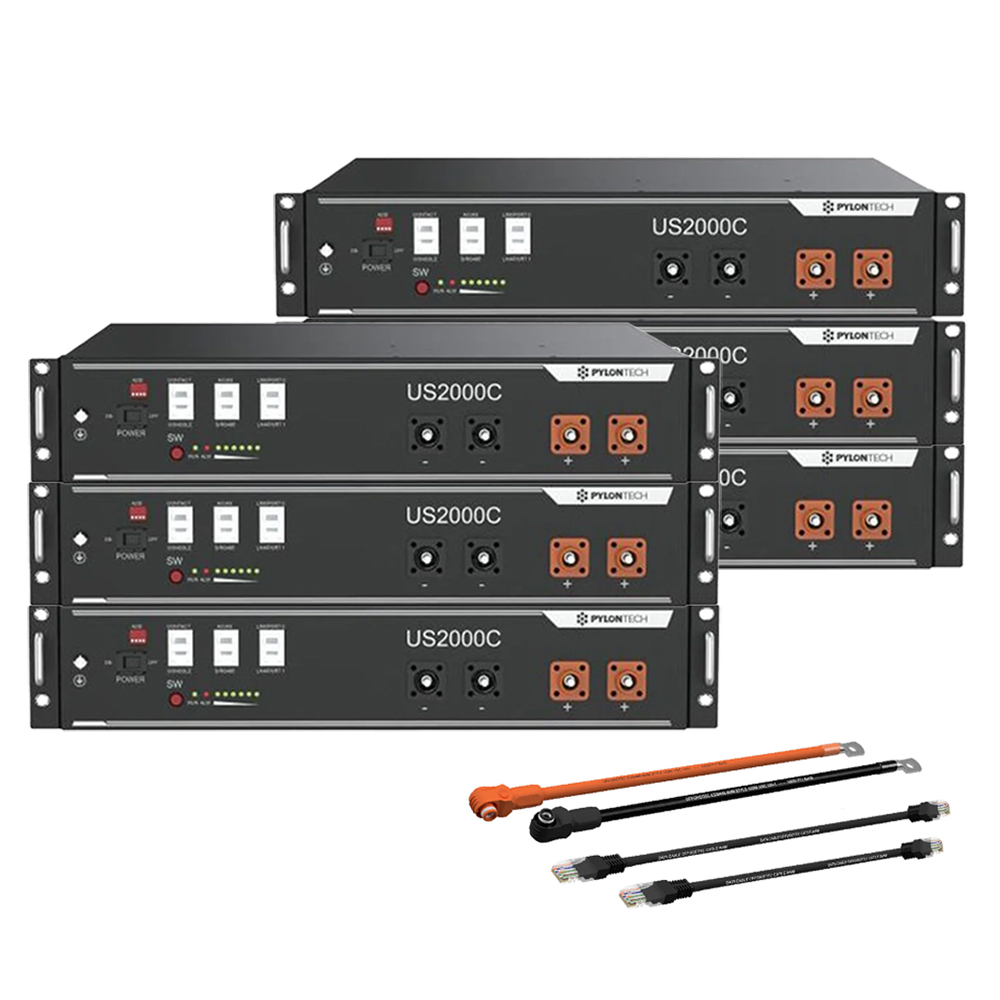 Pylontech 6x us2000c LiFePO4 battery 14.4kWh with inverter connection cable set