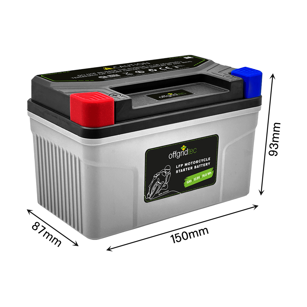 graue Motorradbatterie - Abmessungen