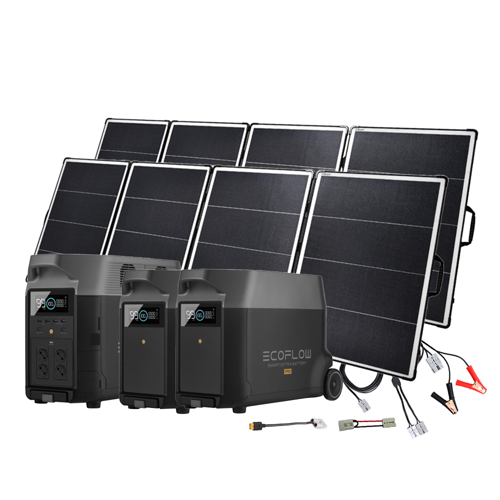 SavingsBundle Ecoflow Delta Pro Powerstation with 2 x Offgridtec 400W solar module and 2 x 3.6kWh additional battery