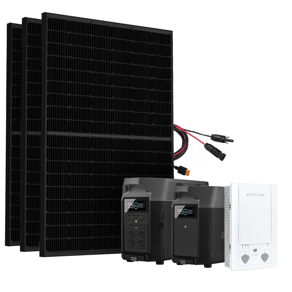 SavingsBundle Ecoflow Delta Pro Powerstation with 3 x 430W Framed solar panel 3.6kWh additional battery and Smart Home Panel