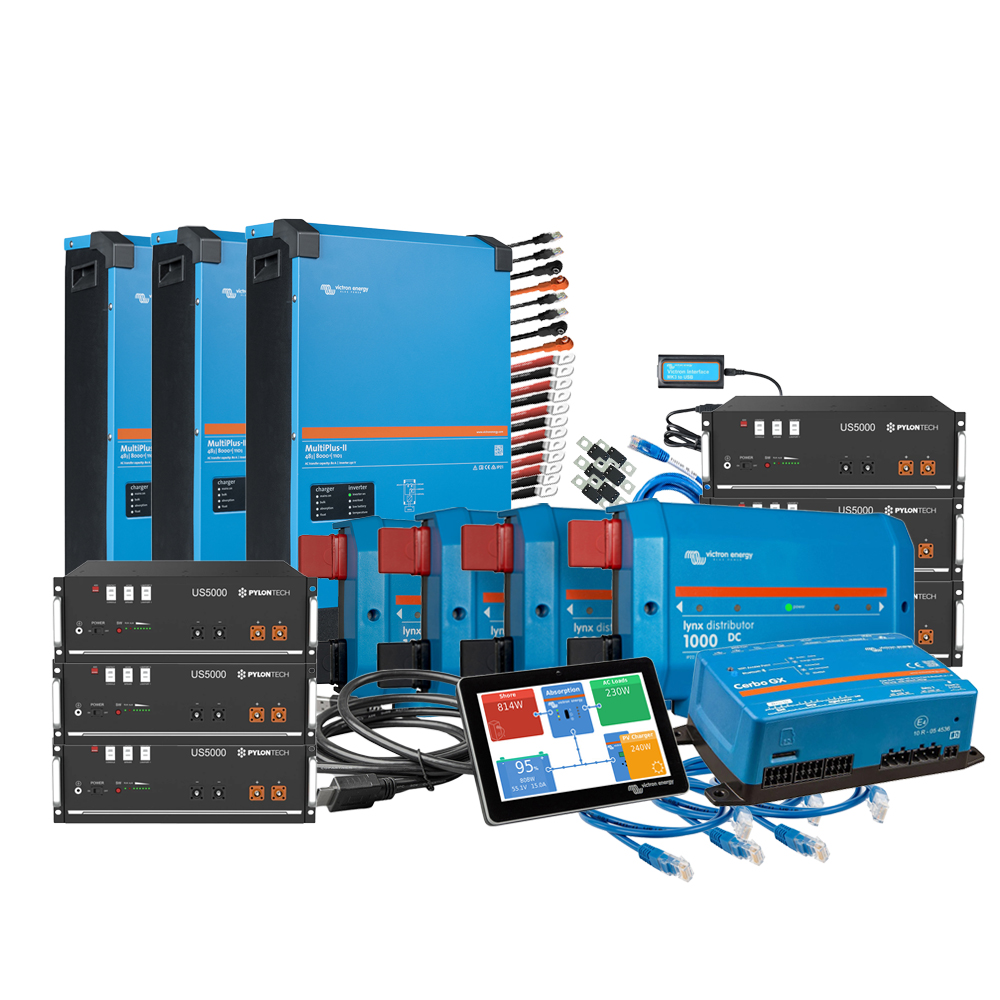 Offgridtec Kit de sauvegarde triphasé 28,8kWh avec Pylontech us5000 Batterie Victron MultiPlus-II 48/8000