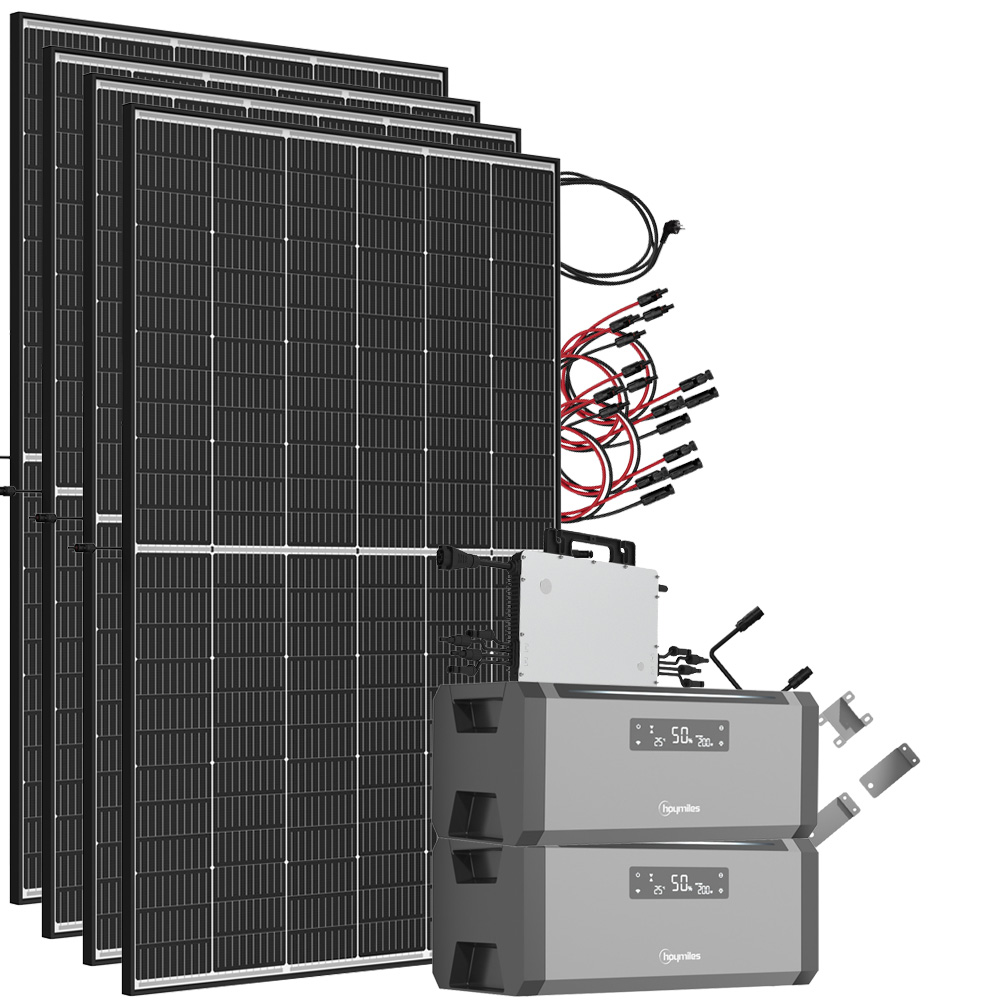 3,84 kWh 1880W HiBattery HB-1920 Speichersystem Doppelglas Solarmodule inkl. Hoymiles HMS-1600-2T Wechselrichter 1-phasig
